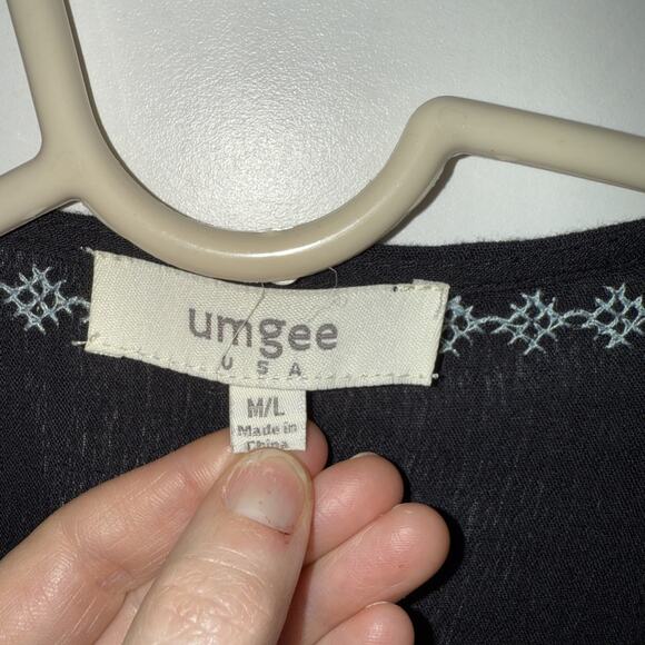 Umgee Woman’s Black Lace Trim Boho Oversized Open front Kimono Cardigan Sz M/L - Picture 5 of 6